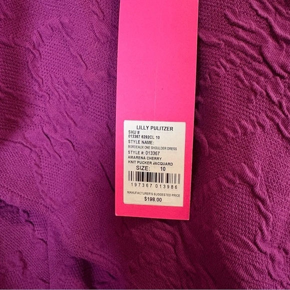 Lilly Pulitzer NWT Bordeaux Ruffle Jacquard One-Shoulder Minidress Size 10 - Picture 7 of 9